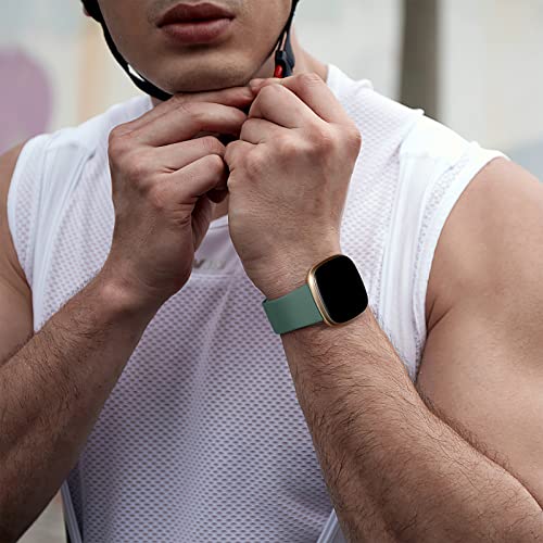 Soft TPU Sport Strap Bands for Fitbit Sense/Versa 3/4 - 4 Pack Small, Black/Modena/Bluegrey/Pinegreen
