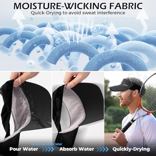 Lightweight Cooling Sun Visor Hat for Men - Black