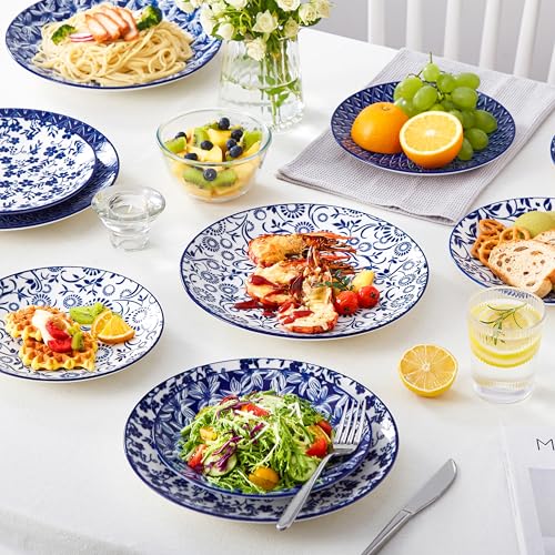 Vancesso Selene Blue Dinner Plates Set of 6, 10.25" Porcelain Vintage