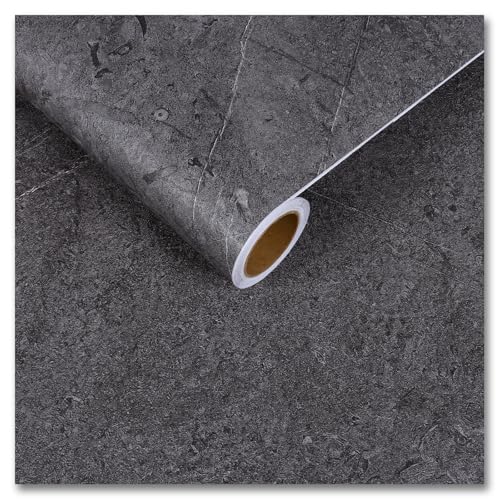 CRE8TIVE Dark Grey Concrete Wallpaper Peel and Stick Concrete Contact Paper for Countertops Cabinets Waterproof 12"x80" Self Adhesive Industrial Cement Wallpaper Textured for Kitchen Backsplash Walls