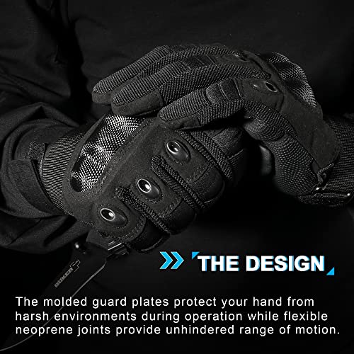 Tactical Gloves for Men & Women - Full Finger Black, Large