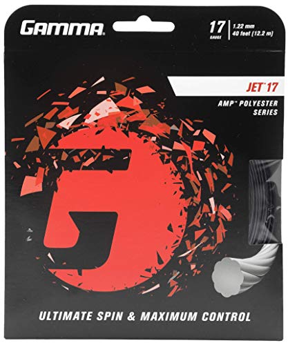 Gamma Jet Tennis String - AMP Polyester, 17g, Black - Maximum Control & Spin