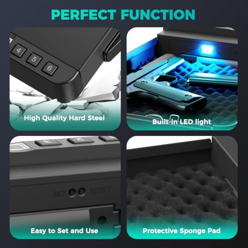 Biometric Gun Safe for Handgun - Quick Access Portable Safe BOX-3