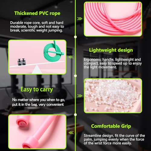 Adjustable Jump Rope Set - Tangle-Free Skipping Ropes for Fitness - Pink & Yellow