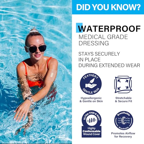 Transparent Film Dressing 4" x 4.75" - 20 Pack Waterproof Wound Cover