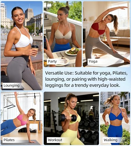 SPVISE Women's Medium Mojave Tan Halter Sports Bra - Adjustable Strappy Activewear Top