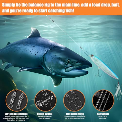 Fluorocarbon Fishing Leaders with Swivel & Snap - 10 Pcs, 8in-20lb
