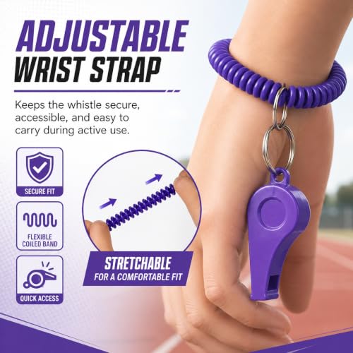 High-Frequency Sports Whistle with Adjustable Wrist Strap - Purple