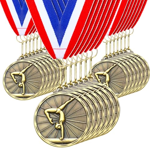 Gold Gymnastics Medals Bulk 2 Inch Award Ribbons for Tournaments & Competitions