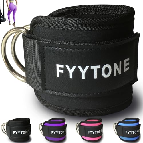 Ankle Strap for Cable Machine - Adjustable Neoprene Cuffs - Black