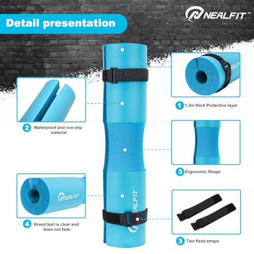 Squat Barbell Pad - Foam Pad for Weightlifting & Hip Thrusts - Cyan