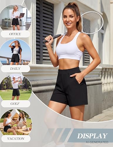 Black BMJL High Waisted Athletic Shorts with Pockets - 4.5" Workout for Women, Large