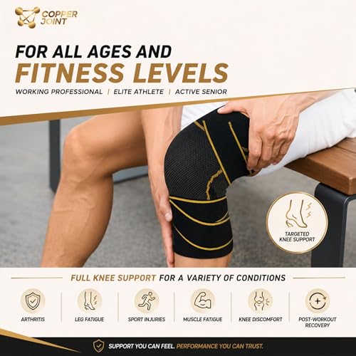 CopperJoint Adjustable Knee Sleeve with Straps Large, Single Support for Men & Women