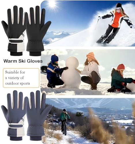 Windproof Thermal Winter Ski Gloves - Touchscreen Compatible - Black, One Size