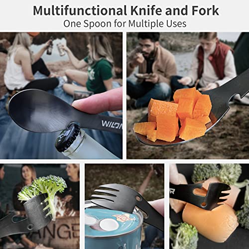 5-in-1 Stainless Steel Spork Camping Utensil - Black