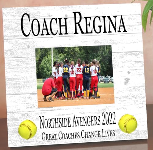 Personalized Softball Coach Gift Plaque with Photo - 10in x 10in
