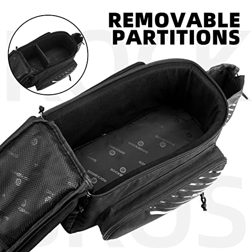 15L Bike Rear Rack Bag with Rain Cover & Shoulder Strap - Black
