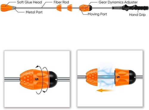 Golf Swing Trainer Aid - Distance Power Stick, 5 Adjustable Levels, Increase Swing Speed & Lag, Improve Grip & Tempo, Indoor/Outdoor Golf Practice, Flexible Training Equipment for All Ages, Orange