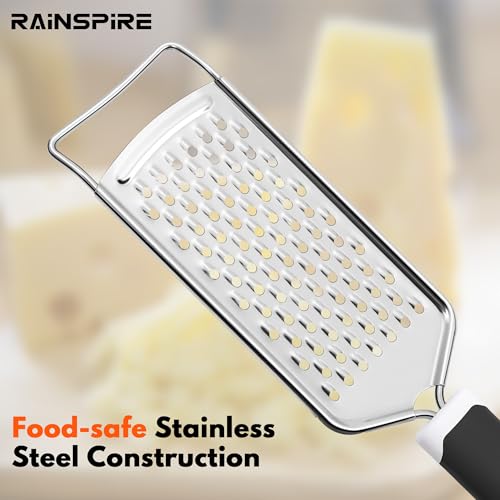 Professional Stainless Steel Cheese Grater with Soft Grip Handle - Black