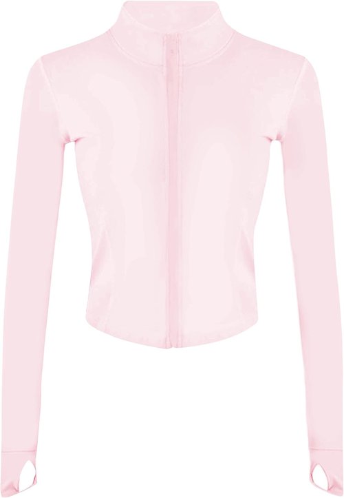 Lviefent Women's Lightweight Running Jacket - Slim Fit Full Zip Yoga Sportswear with Thumb Holes