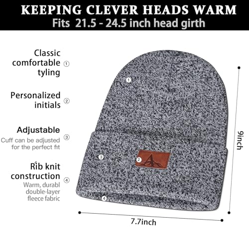 Mens Initial Beanie - Knitted Winter Skull Cap - CA River Plate Black/White