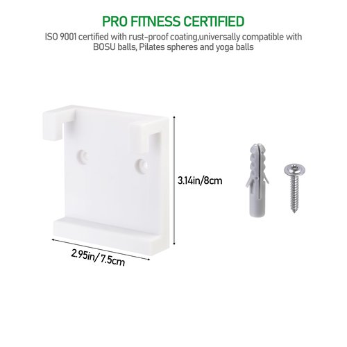 KIBBEH Wall Mount Kit for Exercise Ball Storage Bracket - Heavy Duty Balance Trainer Ball Holder with Hardware, White