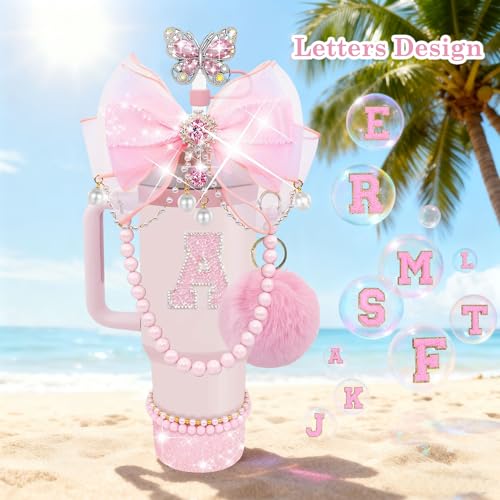 Bling Accessories Set for Stanley Tumblers - Pink Peony