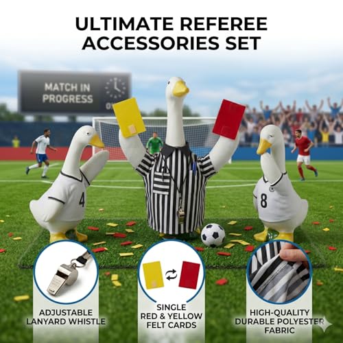 23" Soccer Referee Goose Outfit - Fun Lawn Decoration with Whistle & Cards