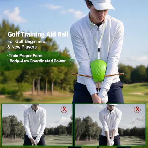 Golf Swing Trainer Aid for Beginners - Portable Practice Ball & Rod