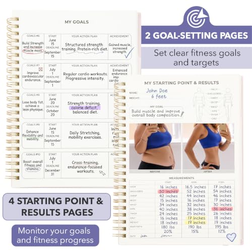 Fitness Workout Journal - 160 Page Gym Log Book - 5.8" x 8.2" - Blush
