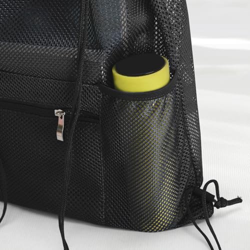 NATURAL STYLE Mesh Drawstring Backpack Bag, Gym Sports Bag with