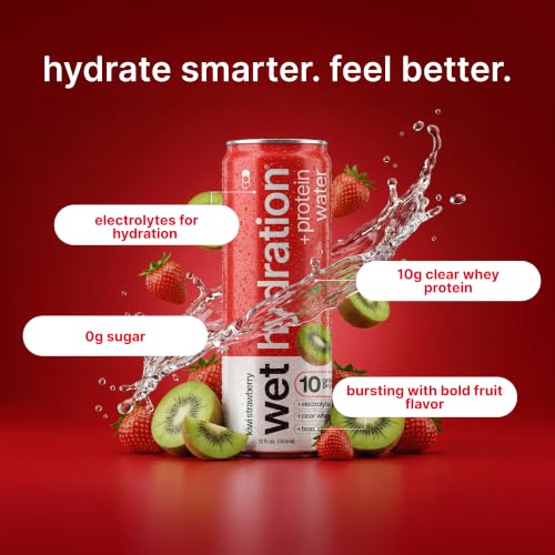 Wet Hydration Kiwi Strawberry Protein Water, 12 oz Can, 12 Pack