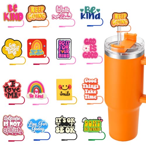 Yaveron Motivational Straw Toppers - Positive Affirmation Covers for Stanley 40oz Tumbler (Style 2)