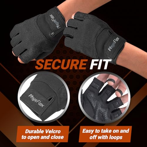 Workout Gloves for Men & Women - Weight Lifting, Grip & Wrist Support - Black, Large