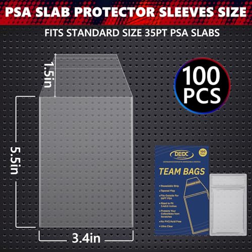 Graded Card Sleeves for PSA Slabs - 100 Pack Reclosable Protective Bags
