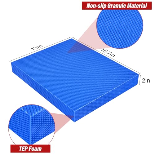 Pylzodsi Balance Pad 15.7 x 13 x 2 in — Non-Slip TPE Memory Foam Stability Mat, Blue