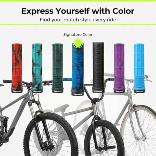 Juscycling Deep Sea Blue Bike Grips – Lock-On Handlebar Grips for MTB/BMX, Non-Slip Half-Waffle Pattern