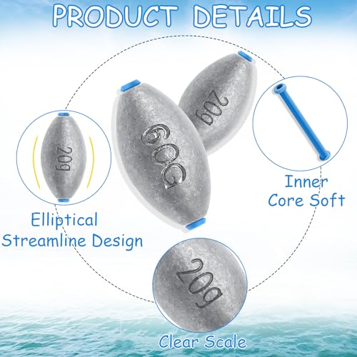 Bullet Egg Sinkers Fishing Weights - 1/4oz, 20pcs