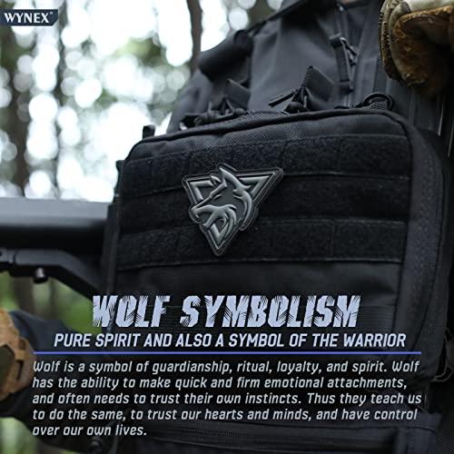 Wolf Morale Patch - Tactical PVC Patches for Backpack, 2 Pcs - Black