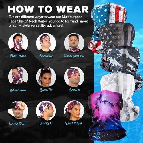 UV Face Shield & Neck Gaiter Balaclava - Blackout American Flag