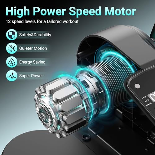 Electric Under Desk Elliptical Machine - Motorized Pedal Exerciser, 12 Speeds, Whisper Quiet - Black