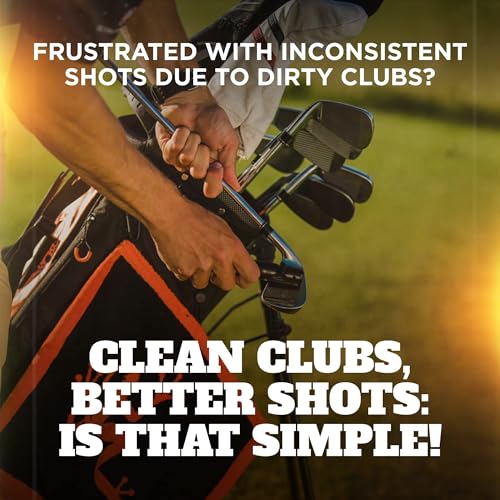 Golf Club Cleaner Brush with Ergonomic Grip & 2.5 ft Cord - Orange