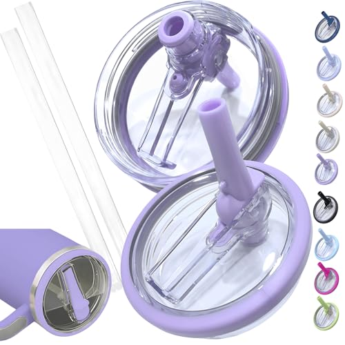 Leak Proof Flip Straw Lid for Stanley 40 oz Quencher - Purple, No Spill BPA-Free Travel Tumbler Accessory