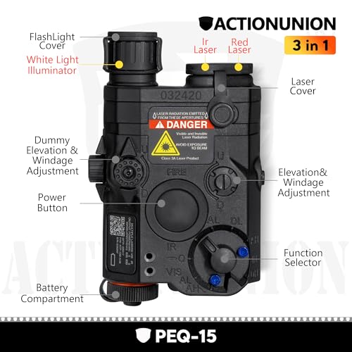 Airsoft PEQ-15 Laser and Light Combo - Black with Pressure Switch