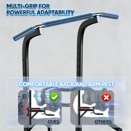Multi-Function Pull Up Dip Bar Station - Black for Home Gym