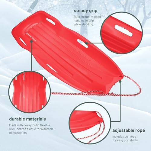 Flexible Toboggan Snow Sled for 2 Riders - 2 Pack Blue/Red