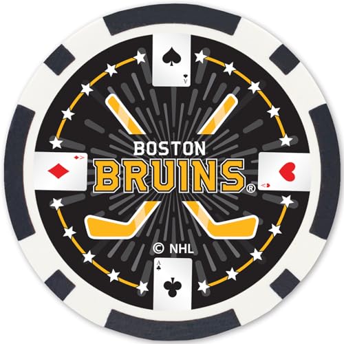 NHL Poker Chips Set - 100 Casino-Style Chips - Boston Bruins