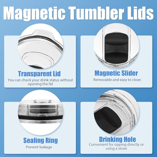 Tumbler Lids - 2 Pack Magnetic Replacement Covers for Yeti 20 oz, 16 oz, 10 oz