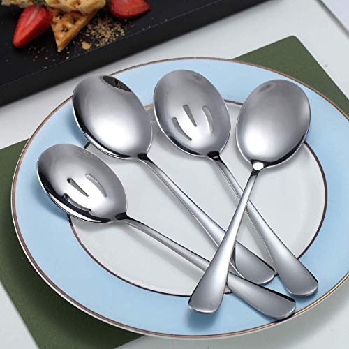 Stainless Steel Serving Utensil Set - 4-Piece with Serving & Slotted Spoons