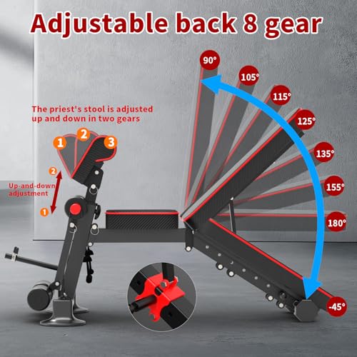 Adjustable Weight Bench for Home Gym - Black, 1050lbs Capacity